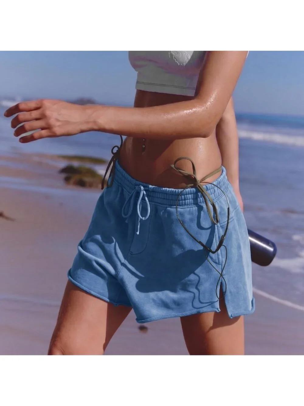 Casual Women's Sweat Shorts - Summer Athletic Running Shorts with Pockets